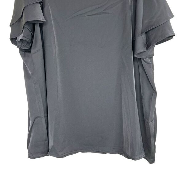 NEW Bloomchic Laser Cut Short Flutter Sleeve Black Top 2X - Picture 4 of 7